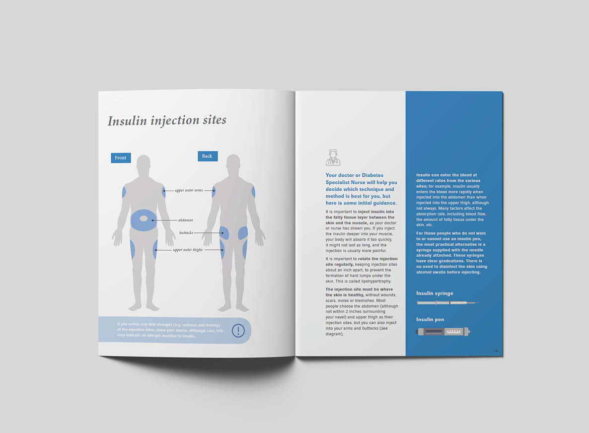 Brochure mock-up case study of diabetes patient booklet